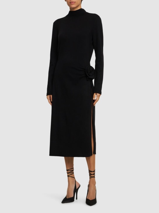 Magda Butrym: Robe courte drapée en maille de soie et laine - Noir - women_1 | Luisa Via Roma