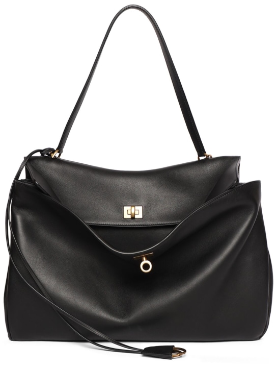 Balenciaga: Large Rodeo smooth leather shoulder  bag - Black - women_0 | Luisa Via Roma