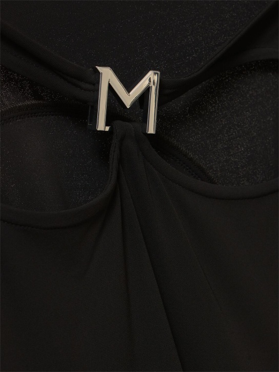 MUGLER: Logo jersey cutout midi skirt - Black - women_3 | Luisa Via Roma