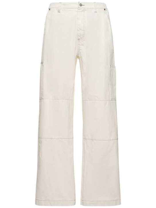 MM6 Maison Margiela: Cotton canvas cargo pants - White - men_0 | Luisa Via Roma
