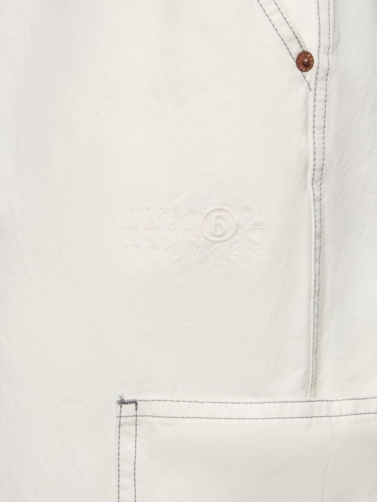 MM6 Maison Margiela: Pantalones cargo de lona de algodón - Blanco - men_1 | Luisa Via Roma