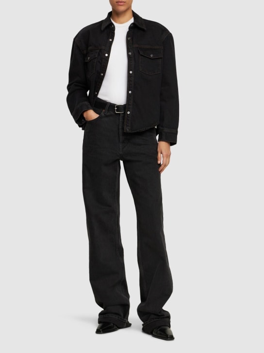 Wardrobe.nyc: Cotton denim shirt jacket - Siyah - women_1 | Luisa Via Roma