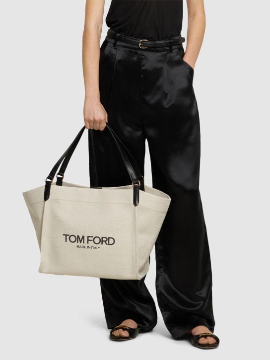 Tom Ford: Grand sac cabas en toile Amalfi - Rope/Black - women_1 | Luisa Via Roma