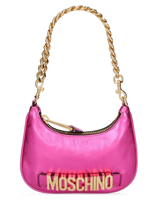 Moschino: Laminated leather top handle bag - Mor - women_0 | Luisa Via Roma