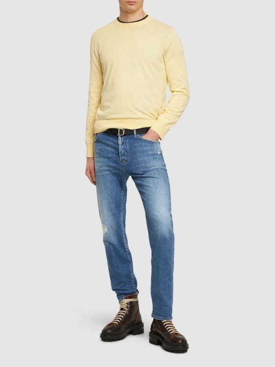 Dsquared2: 642 fit cotton denim jeans - Mavi - men_1 | Luisa Via Roma