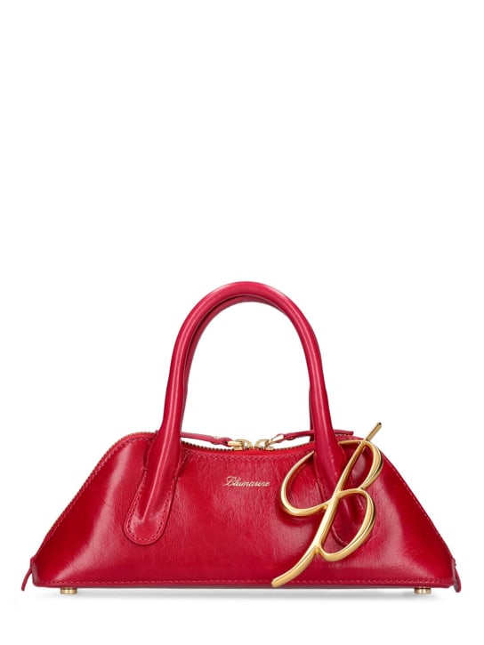 Blumarine: Mini Bugatti leather top handle bag - Rouge Noir - women_0 | Luisa Via Roma