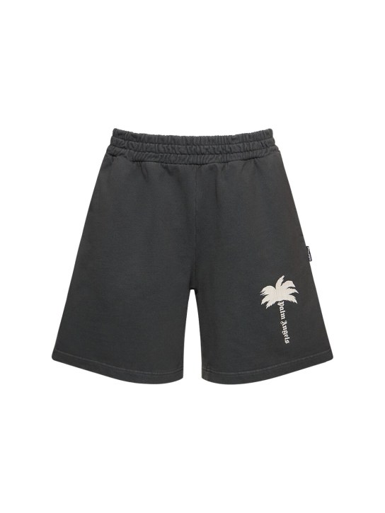 Palm Angels: The Palm cotton sweat shorts - Koyu Gri - men_0 | Luisa Via Roma