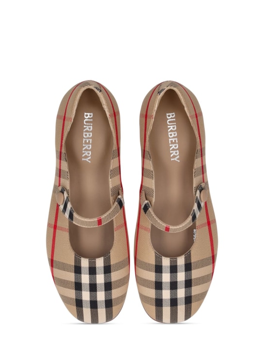 Burberry: Ballerine check / strap - Beige - kids-girls_4 | Luisa Via Roma