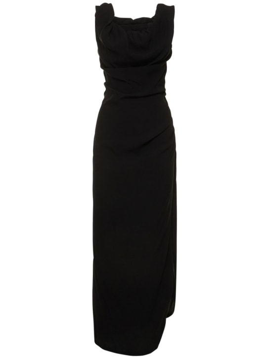 Vivienne Westwood: Ginnie draped cady long dress - Siyah - women_0 | Luisa Via Roma