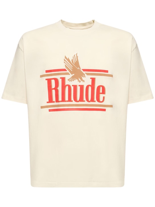 RHUDE: Rhude Rossa 코튼 티셔츠 - Vintage White - men_0 | Luisa Via Roma