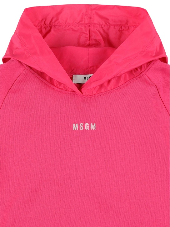 MSGM: Kapuzensweatshirt aus Baumwolle mit Logo - Fuchsie - kids-girls_1 | Luisa Via Roma