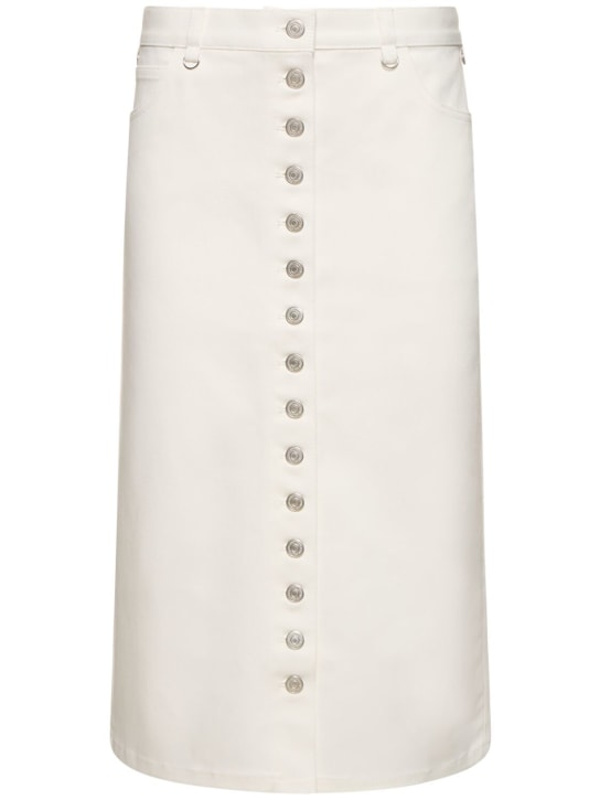 Courreges: Multiflex cotton denim midi skirt - Beyaz - women_0 | Luisa Via Roma