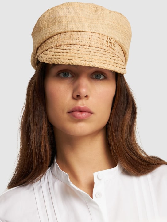 Ruslan Baginskiy: Cappello in paglia con logo - Natural Straw - women_1 | Luisa Via Roma