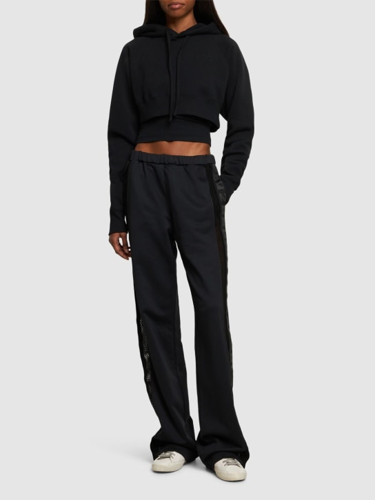 Dsquared2: Pantalon ample en coton mélangé à logo - Noir - women_1 | Luisa Via Roma