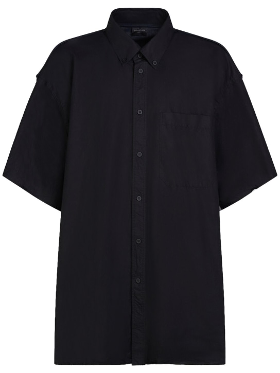Balenciaga: Hybrid コットンポプリンシャツ - ブラック - men_0 | Luisa Via Roma