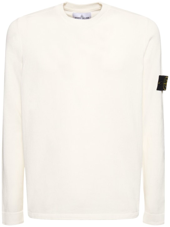 Stone Island: Sweatshirt mit rundem Ausschnitt - Weiß - men_0 | Luisa Via Roma