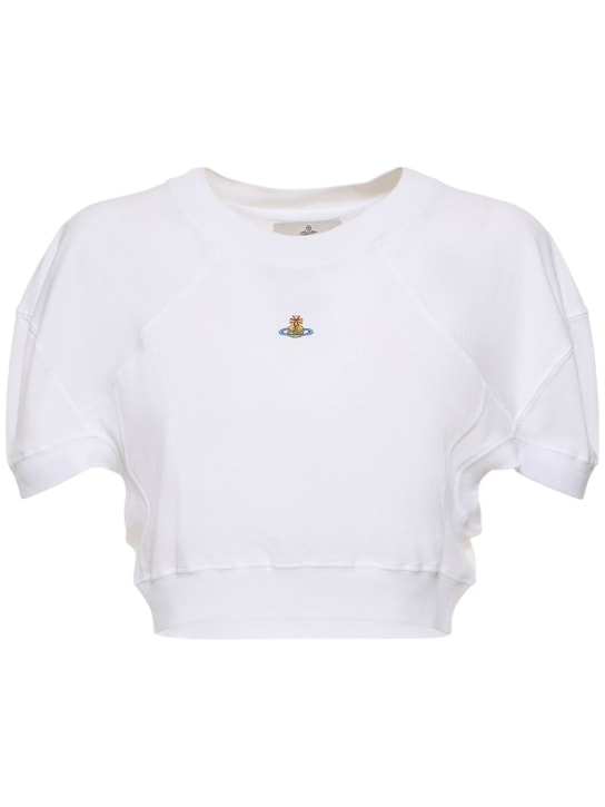 Vivienne Westwood: Kürzeres T-Shirt aus Baumwolljersey mit Logo - Weiß - women_0 | Luisa Via Roma