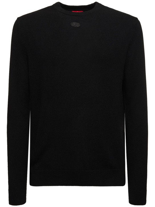 Diesel: Oval-D wool & cashmere knit sweater - Siyah - men_0 | Luisa Via Roma