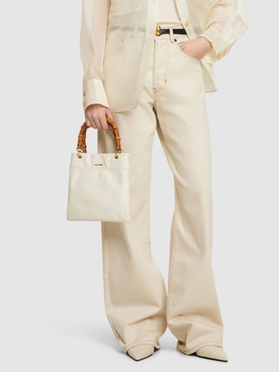 Jil Sander: Small leather top handle bag - Eggshell - women_1 | Luisa Via Roma
