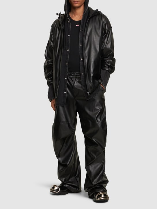 Diesel: Oval-D faux leather pants - Black - men_1 | Luisa Via Roma