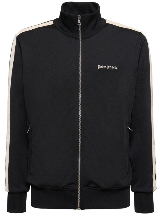 Palm Angels: Classic logo tech zip track jacket - Black - men_0 | Luisa Via Roma