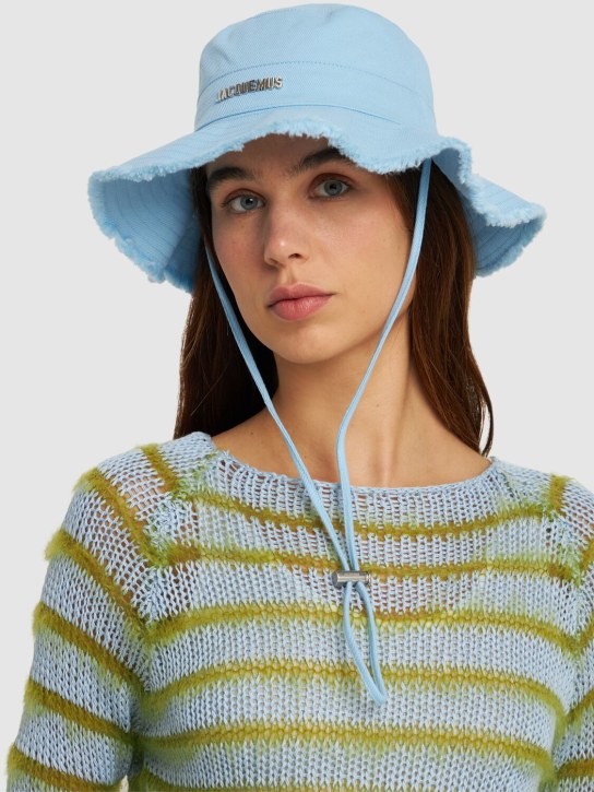 Jacquemus: Chapeau en coton à logo Le Bob Artichaut - Bleu - women_1 | Luisa Via Roma