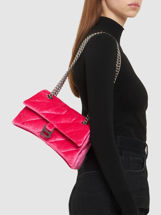 Balenciaga: Small Crush quilted viscose blend bag - Bright Pink - women_1 | Luisa Via Roma