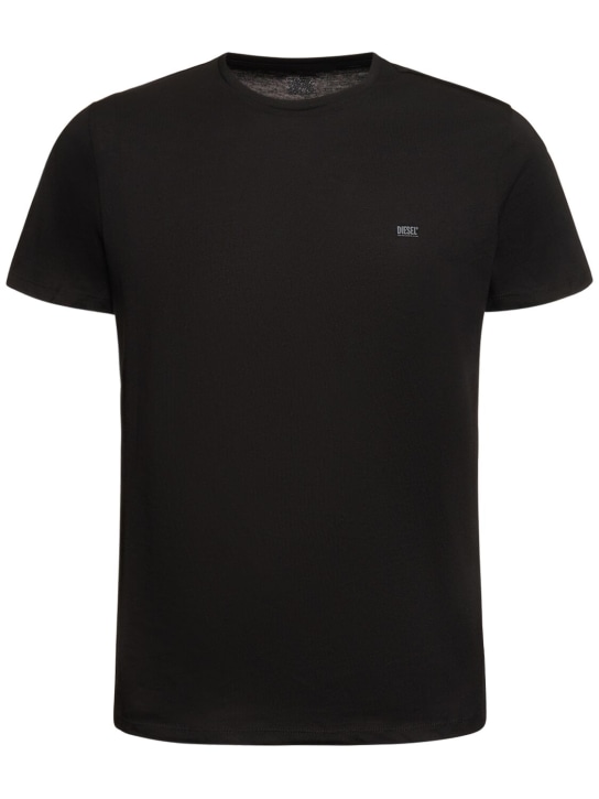 Diesel: 棉质平纹针织T恤3件套装 - 黑色 - men_0 | Luisa Via Roma
