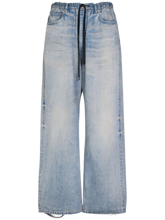Balenciaga: Pantalon baggy oversize en denim - Outback Blue - men_0 | Luisa Via Roma
