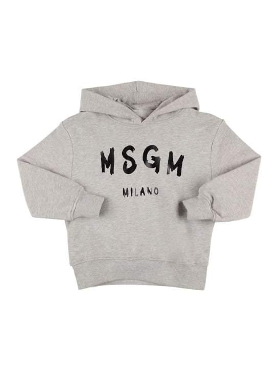 MSGM: Printed logo hooded sweatshirt - kids-girls_0 | Luisa Via Roma