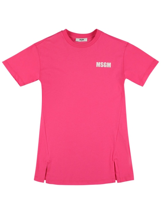 MSGM: Vestito in jersey di cotone - Fucsia - kids-girls_1 | Luisa Via Roma