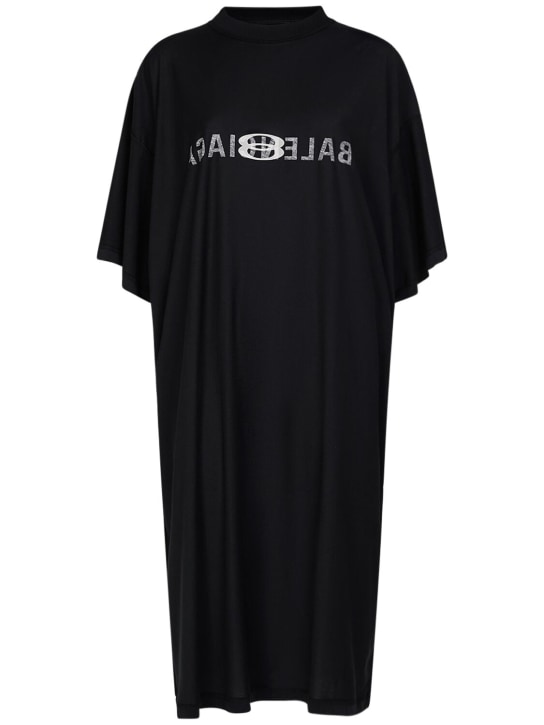 Balenciaga: T-Shirt-Kleid aus Baumwolle „Inside Out“ - Schwarz/Weiß - women_0 | Luisa Via Roma