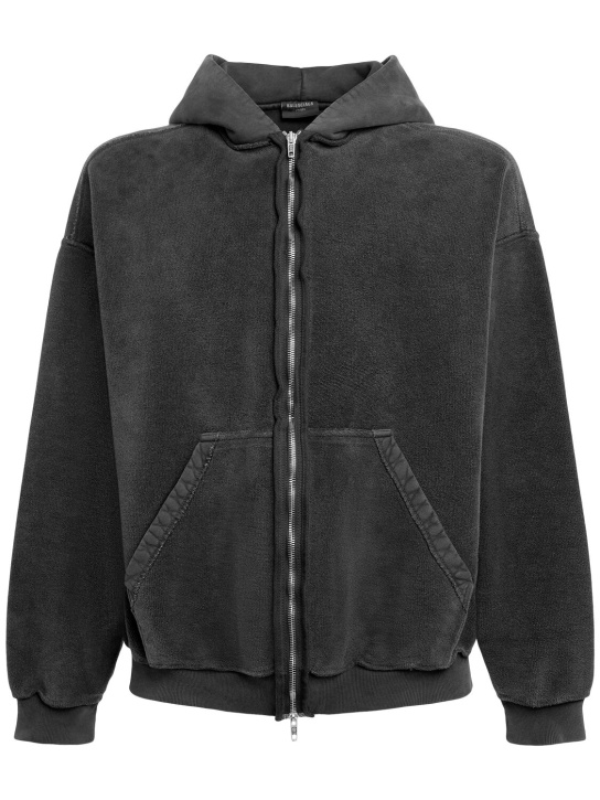 Balenciaga: Inside-Out cotton zip hoodie - Washed Black - men_0 | Luisa Via Roma