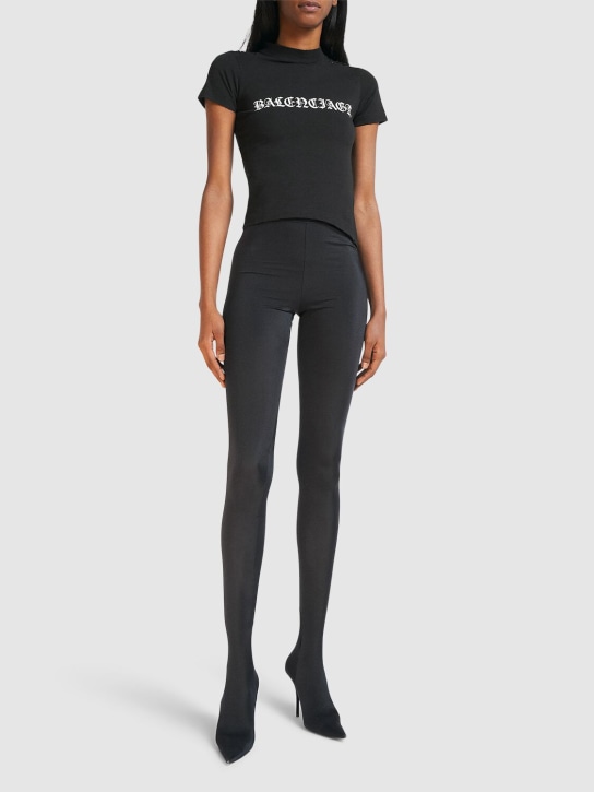 Balenciaga: Shrunk 코튼 티셔츠 - 블랙/화이트 - women_1 | Luisa Via Roma