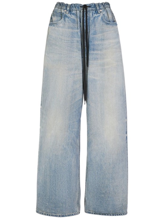 Balenciaga: Pantalon baggy oversize en denim - Outback Blue - women_0 | Luisa Via Roma