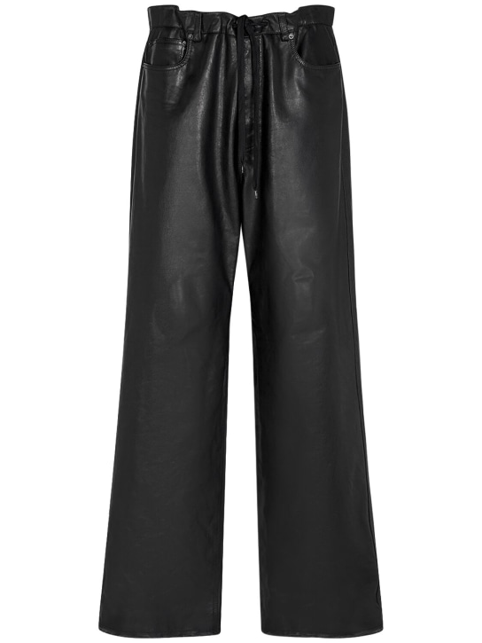 Balenciaga: Pantaloni baggy oversize in pelle - Nero - men_0 | Luisa Via Roma