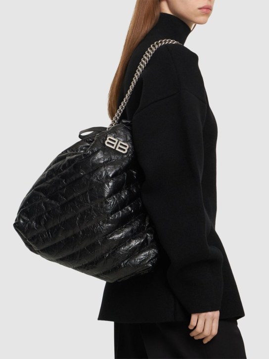 Balenciaga: Medium Tote Crush quilted leather bag - Siyah - women_1 | Luisa Via Roma