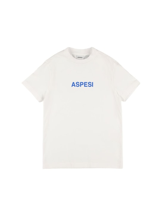 ASPESI: Printed logo cotton jersey t-shirt - White - kids-boys_0 | Luisa Via Roma