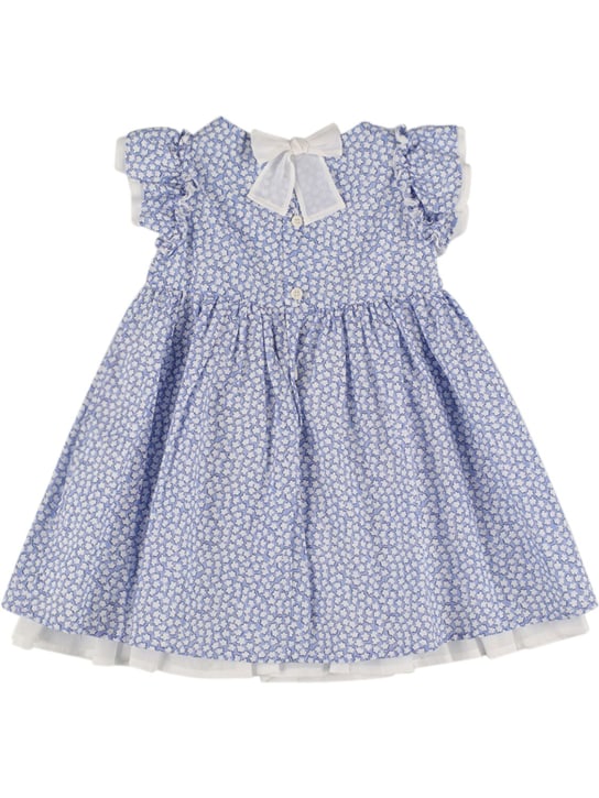Il Gufo: Kleid aus Baumwollpopeline und Voile - Blau/Weiß - kids-girls_1 | Luisa Via Roma