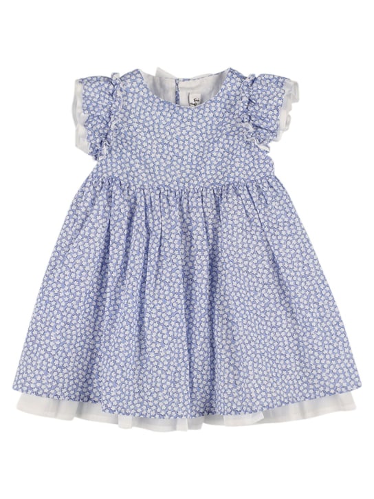 Il Gufo: Kleid aus Baumwollpopeline und Voile - Blau/Weiß - kids-girls_0 | Luisa Via Roma