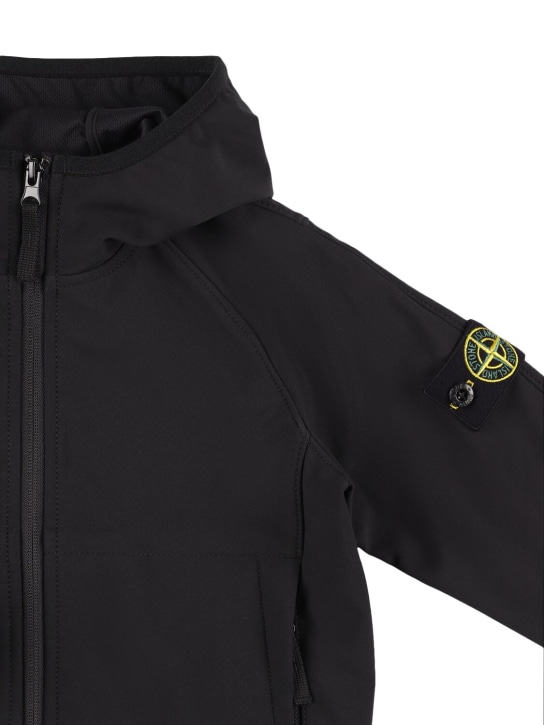 Stone Island: Softshell nylon jacket w/ logo patch - Black - kids-boys_1 | Luisa Via Roma