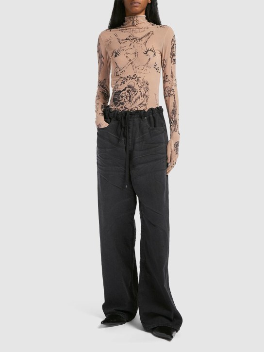 Balenciaga: Jeans baggy oversize in denim di cotone - Light Black - women_1 | Luisa Via Roma