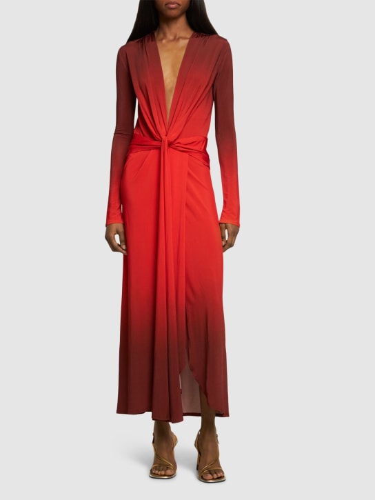 Johanna Ortiz: Red Mito De La Selva viscose midi dress - Red - women_1 | Luisa Via Roma
