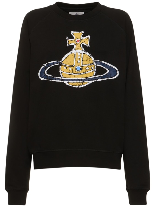 Vivienne Westwood: Time Machine logo cotton sweatshirt - Siyah - women_0 | Luisa Via Roma