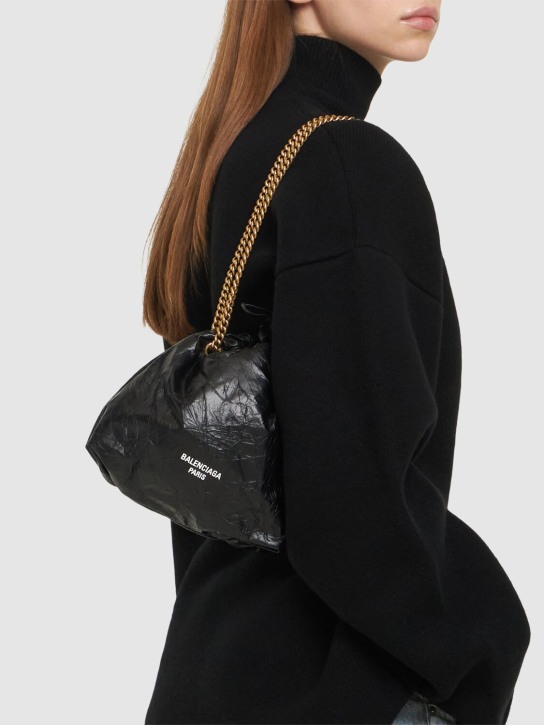 Balenciaga: XS Crush leather tote bag - Black - women_1 | Luisa Via Roma