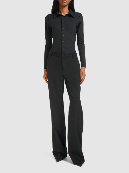 Balenciaga: Tailliertes Hemd aus Stretch-Baumwolle - Schwarz - women_1 | Luisa Via Roma