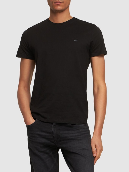 Diesel: 棉质平纹针织T恤3件套装 - 黑色 - men_1 | Luisa Via Roma