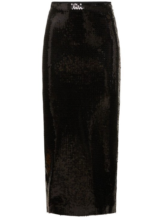 David Koma: 金属色亮片迷笛铅笔半身裙 - 黑色 - women_0 | Luisa Via Roma