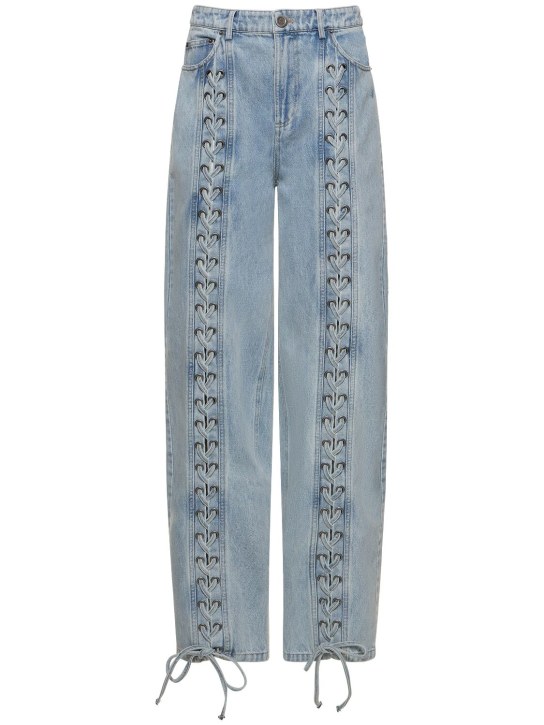Rotate: Pantalones rectos de denim - Denim Azul Claro - women_0 | Luisa Via Roma