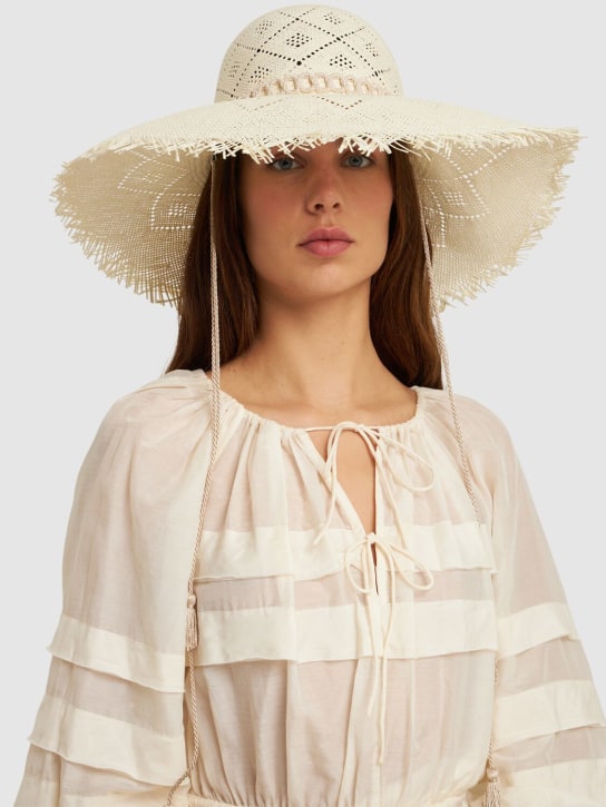 Borsalino: Violet straw hat - White - women_1 | Luisa Via Roma